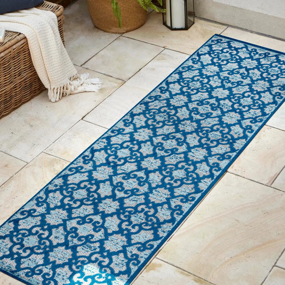 Lower Gallia Tile Trellis High-Low Indoor/Outdoor Area Rug