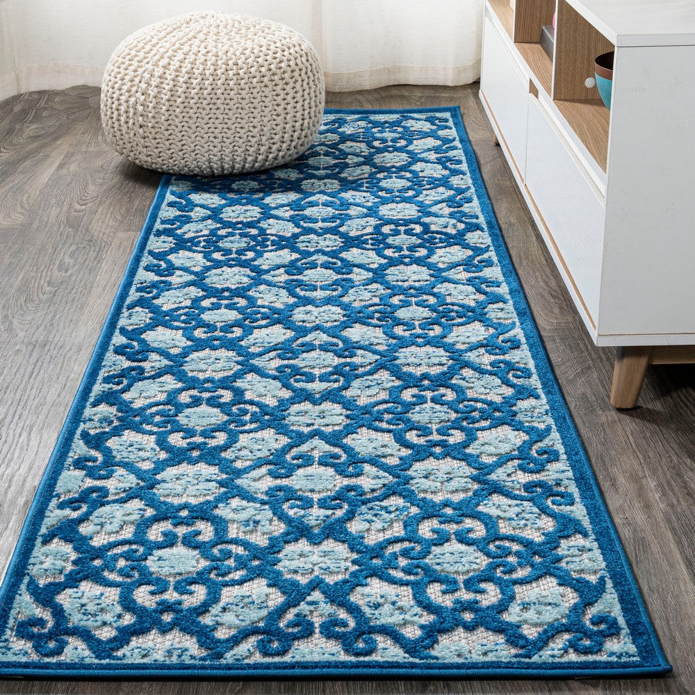 Lower Gallia Tile Trellis High-Low Indoor/Outdoor Area Rug