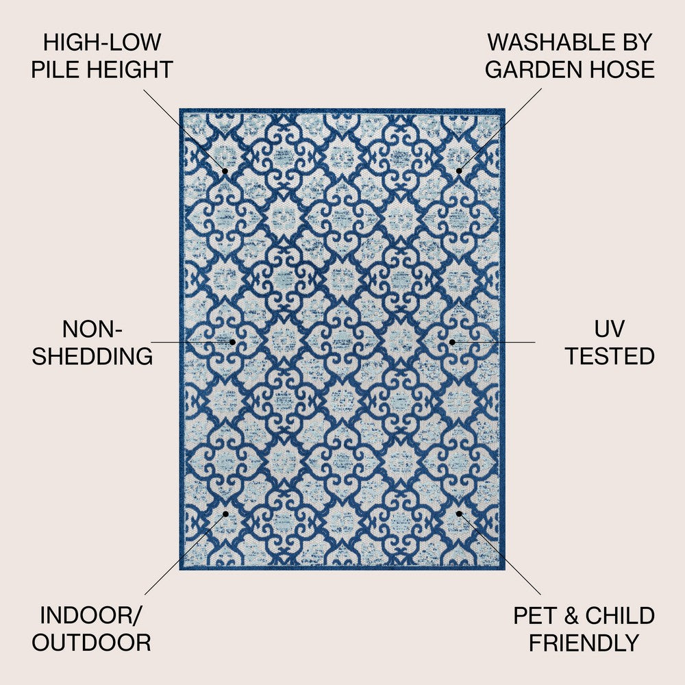 Lower Gallia Tile Trellis High-Low Indoor/Outdoor Area Rug
