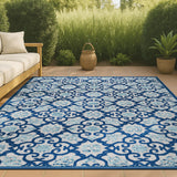Lower Gallia Tile Trellis High-Low Indoor/Outdoor Area Rug