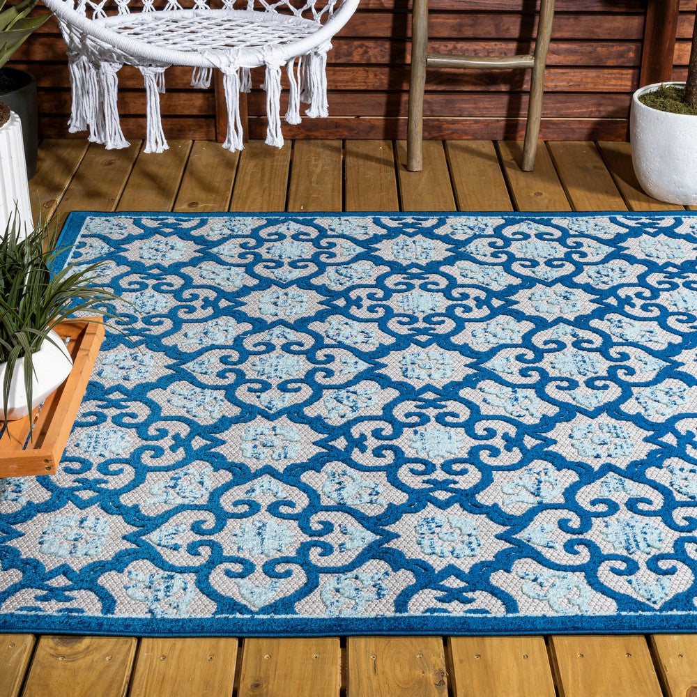 Lower Gallia Tile Trellis High-Low Indoor/Outdoor Area Rug