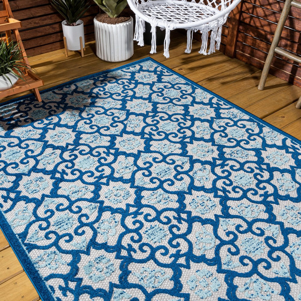 Lower Gallia Tile Trellis High-Low Indoor/Outdoor Area Rug