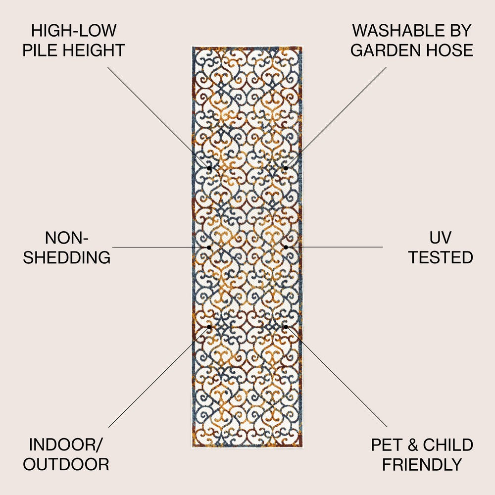 Dhairya Scroll Trellis Indoor/outdoor Area Rug