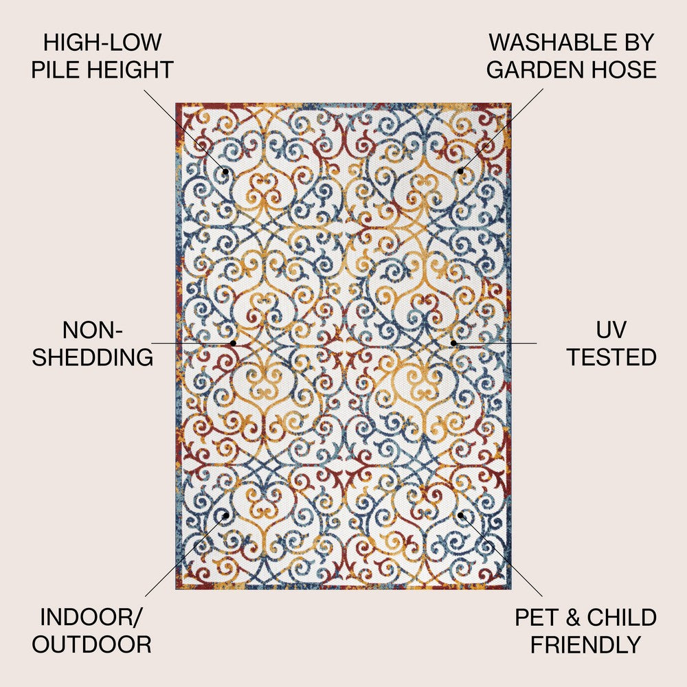 Dhairya Scroll Trellis Indoor/outdoor Area Rug