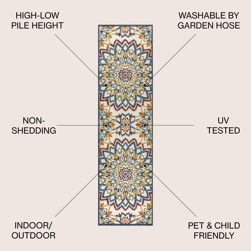 Cas abstract Bold Mandala High-low Indoor/outdoor Area Rug