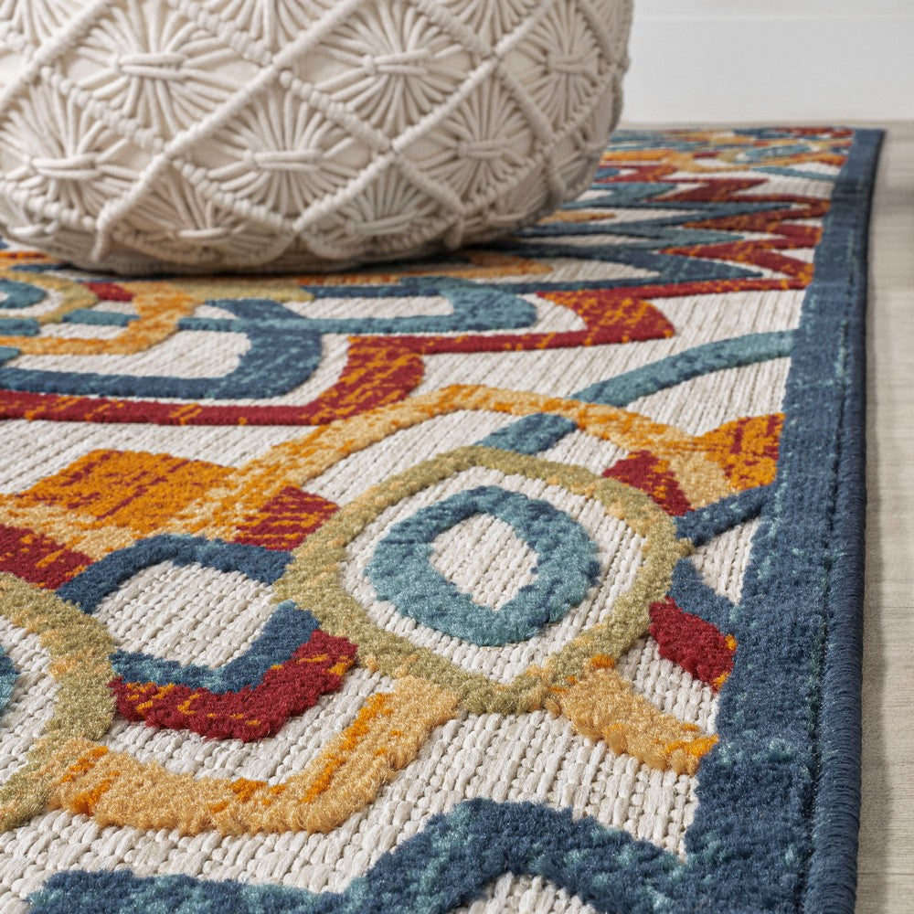 Cas abstract Bold Mandala High-low Indoor/outdoor Area Rug