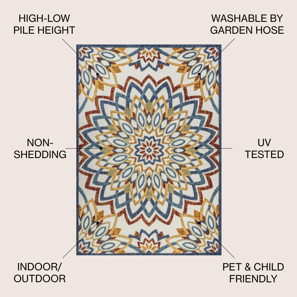 Cas abstract Bold Mandala High-low Indoor/outdoor Area Rug