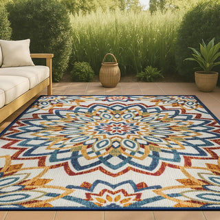 Cas abstract Bold Mandala High-low Indoor/outdoor Area Rug