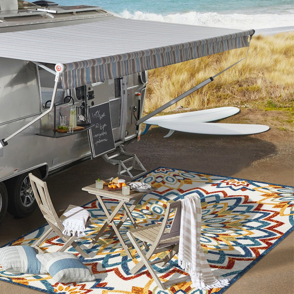 Cas abstract Bold Mandala High-low Indoor/outdoor Area Rug