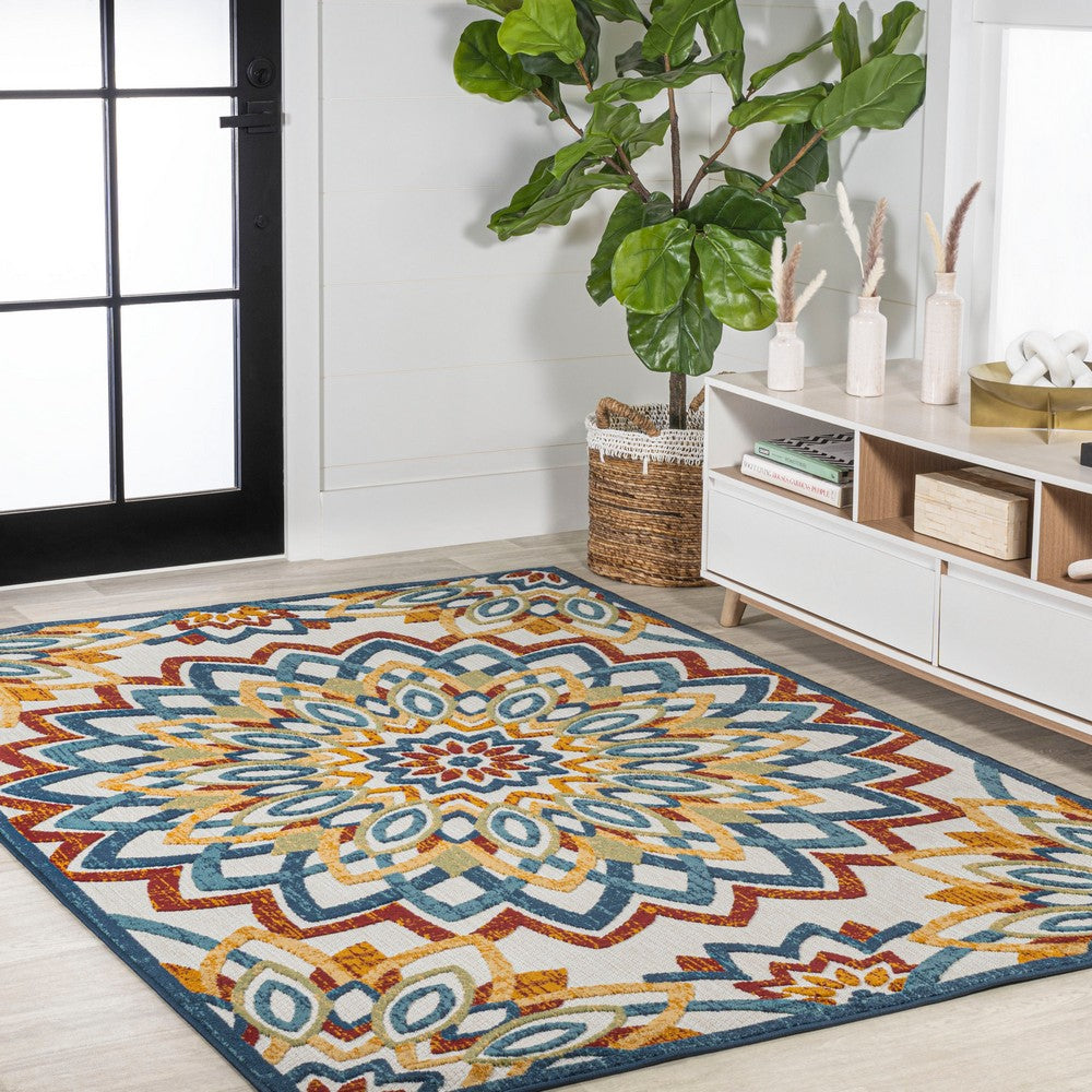Cas abstract Bold Mandala High-low Indoor/outdoor Area Rug