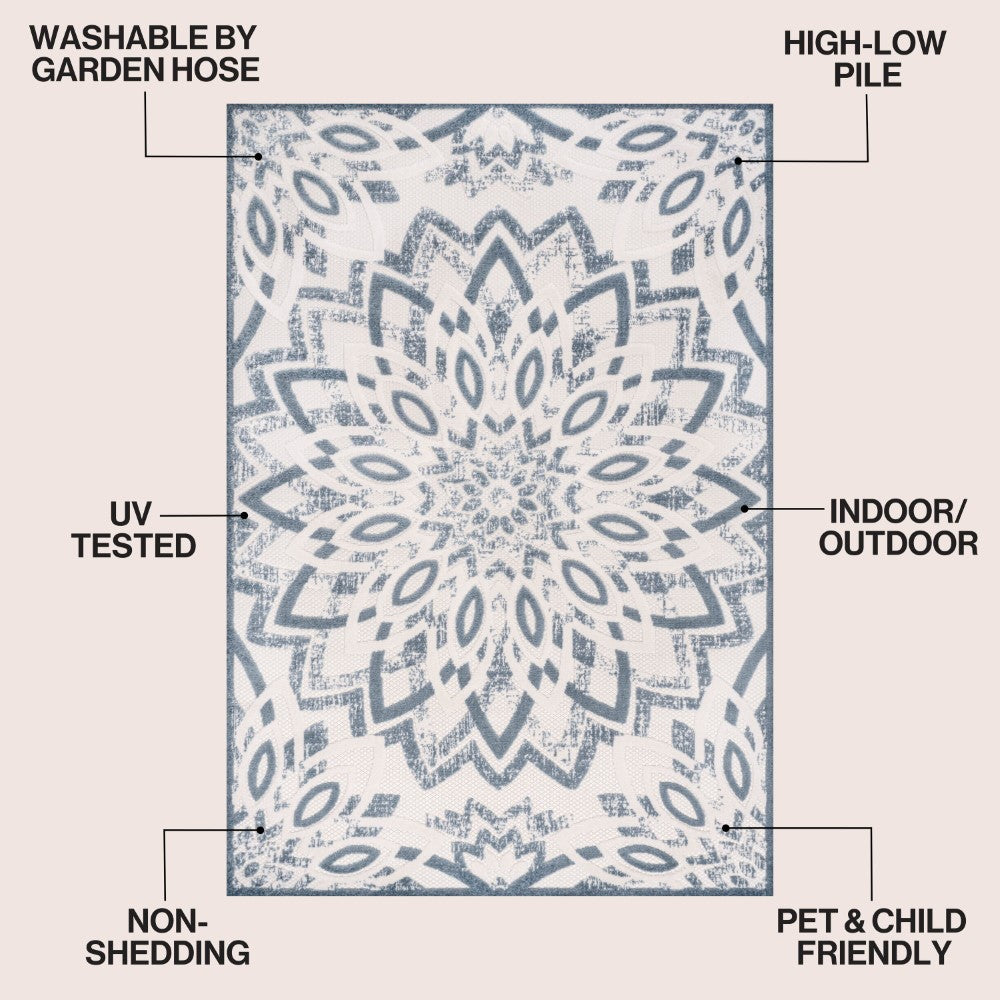 Cas abstract Bold Mandala High-low Indoor/outdoor Area Rug