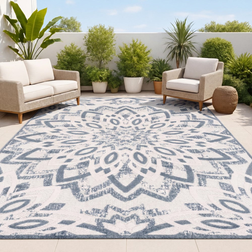 Cas abstract Bold Mandala High-low Indoor/outdoor Area Rug