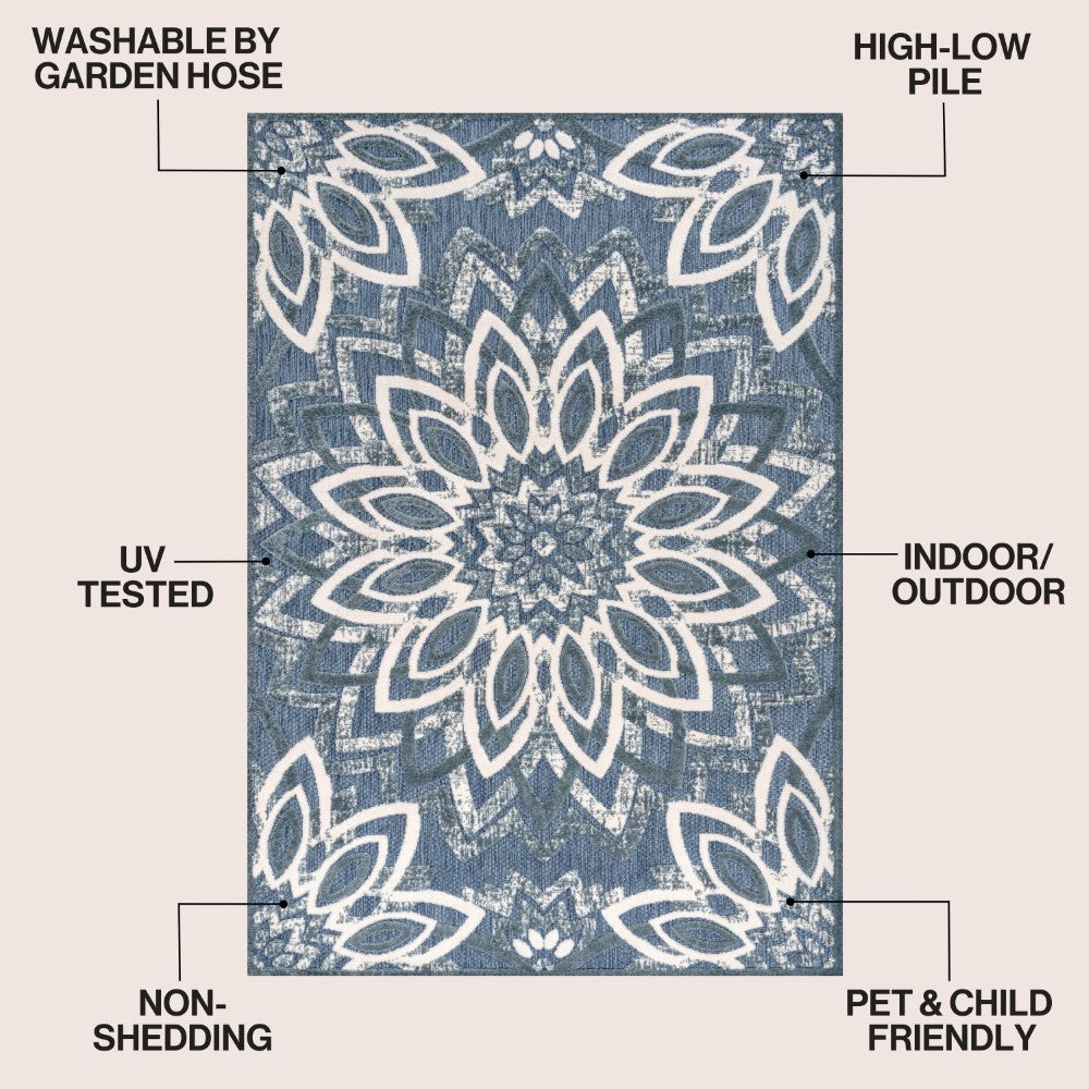 Cas abstract Bold Mandala High-low Indoor/outdoor Area Rug