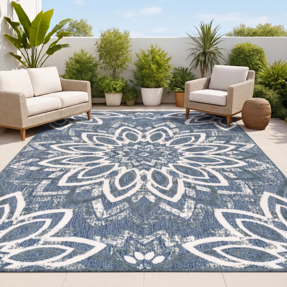 Cas abstract Bold Mandala High-low Indoor/outdoor Area Rug
