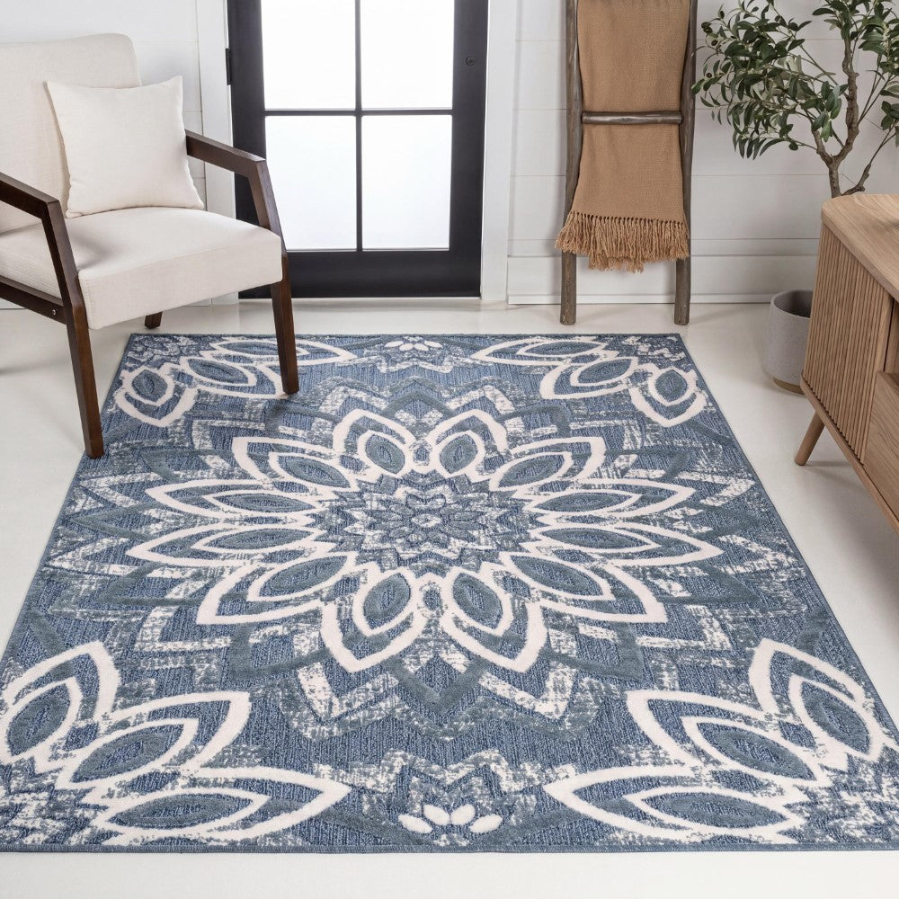 Cas abstract Bold Mandala High-low Indoor/outdoor Area Rug