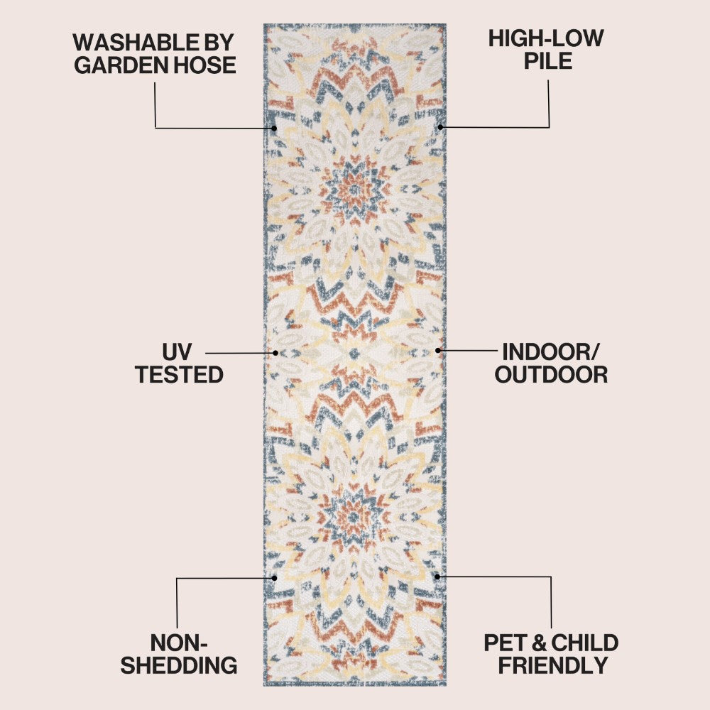 Cas abstract Bold Mandala High-low Indoor/outdoor Area Rug