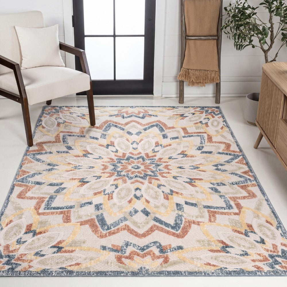 Cas abstract Bold Mandala High-low Indoor/outdoor Area Rug