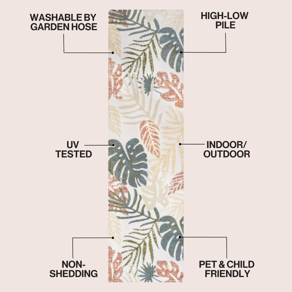 Monstera tropical Leaf High-low Indoor/outdoor Area Rug