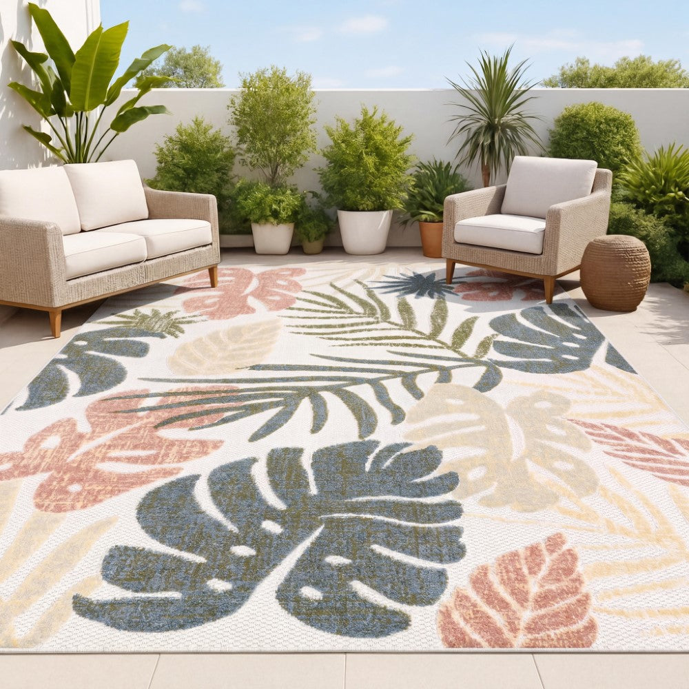 Monstera tropical Leaf High-low Indoor/outdoor Area Rug