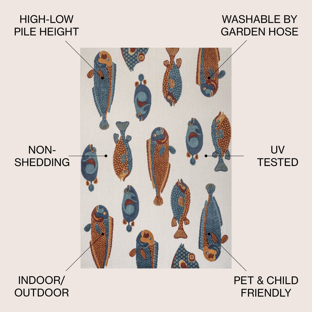 Mann modern Fish High-low Indoor/outdoor Area Rug
