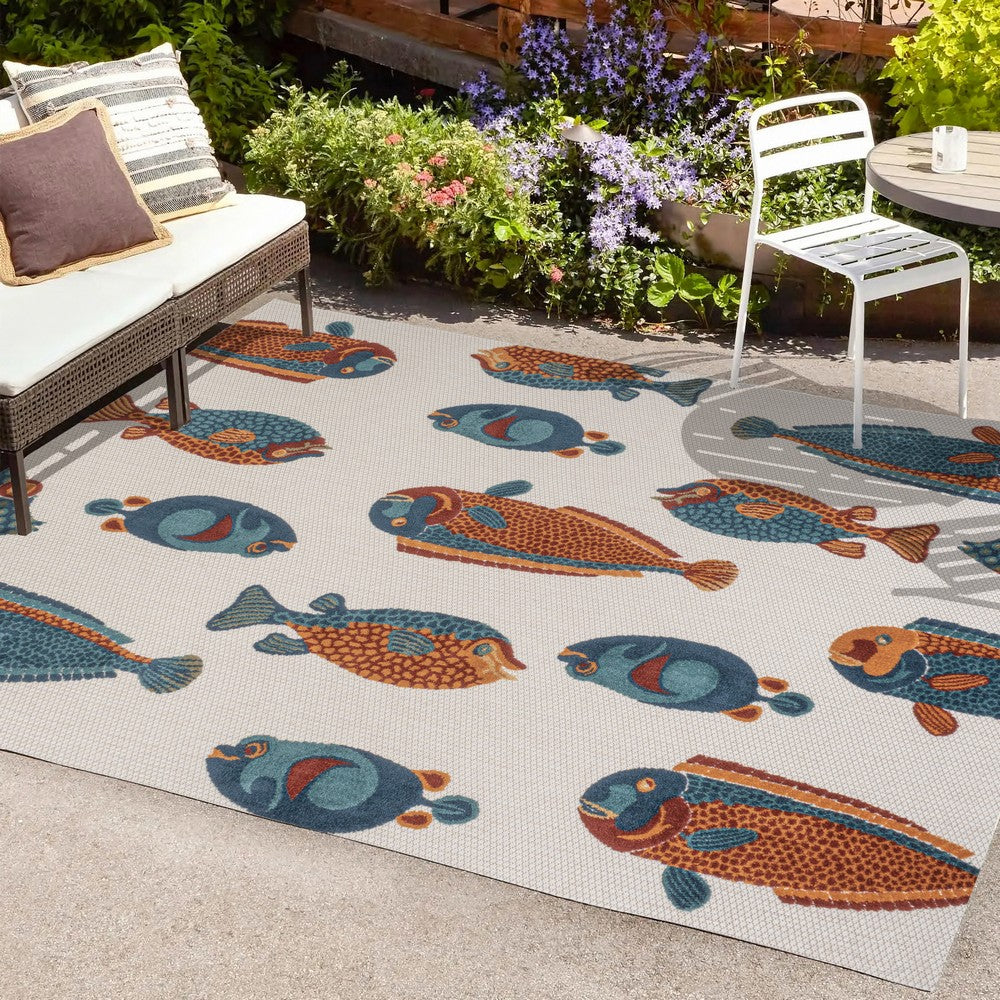Mann modern Fish High-low Indoor/outdoor Area Rug