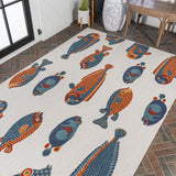 Mann modern Fish High-low Indoor/outdoor Area Rug