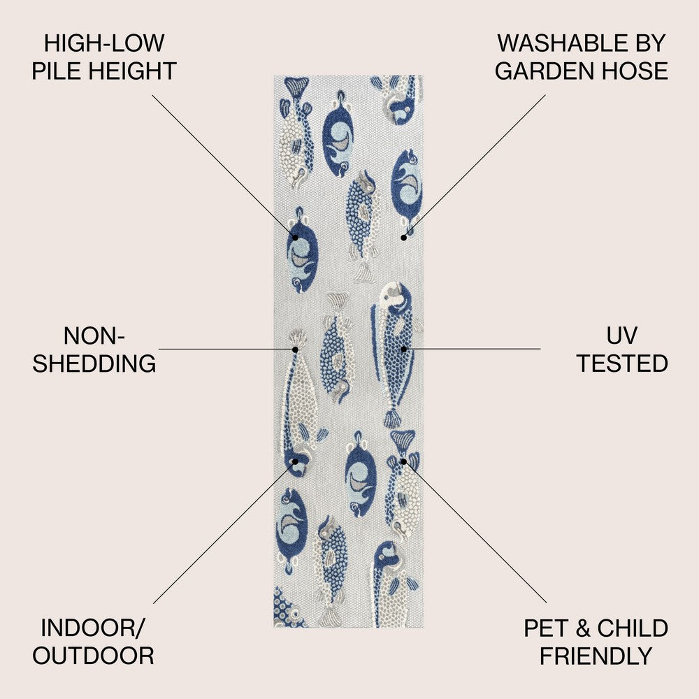 Mann modern Fish High-low Indoor/outdoor Area Rug