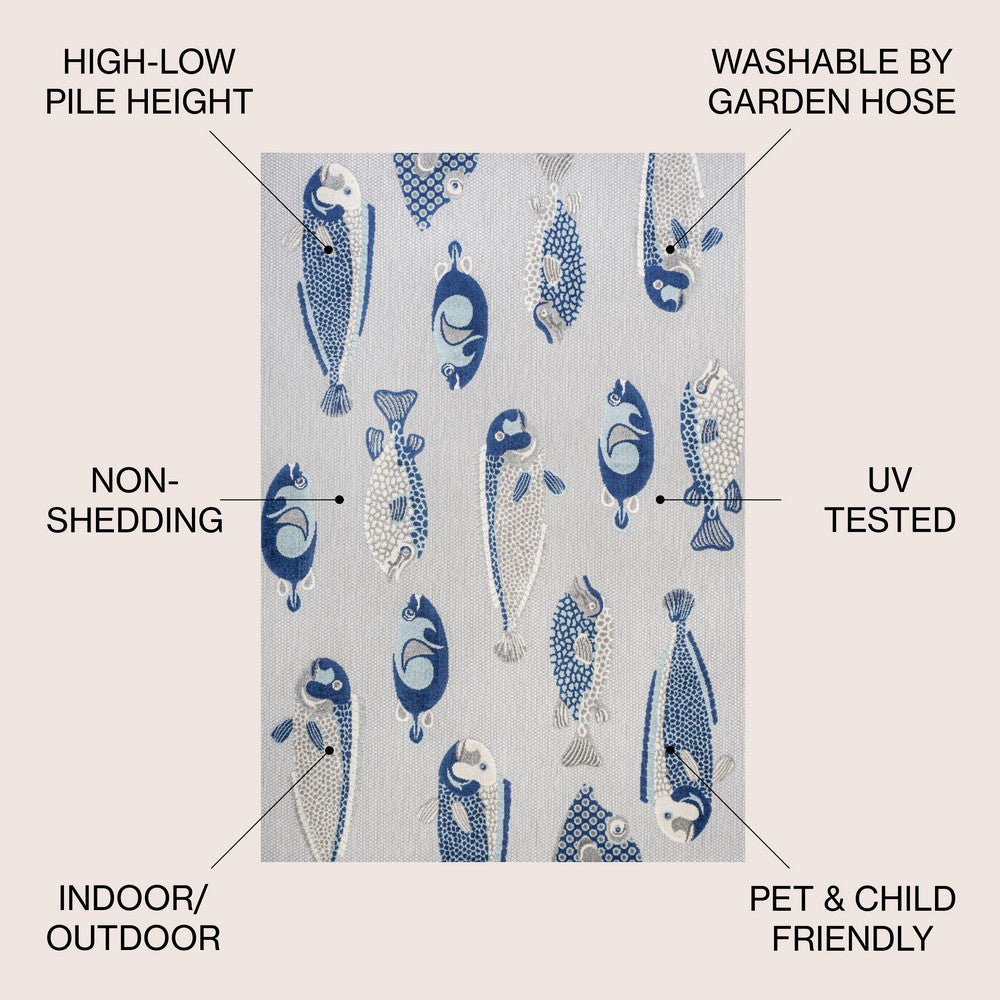 Mann modern Fish High-low Indoor/outdoor Area Rug