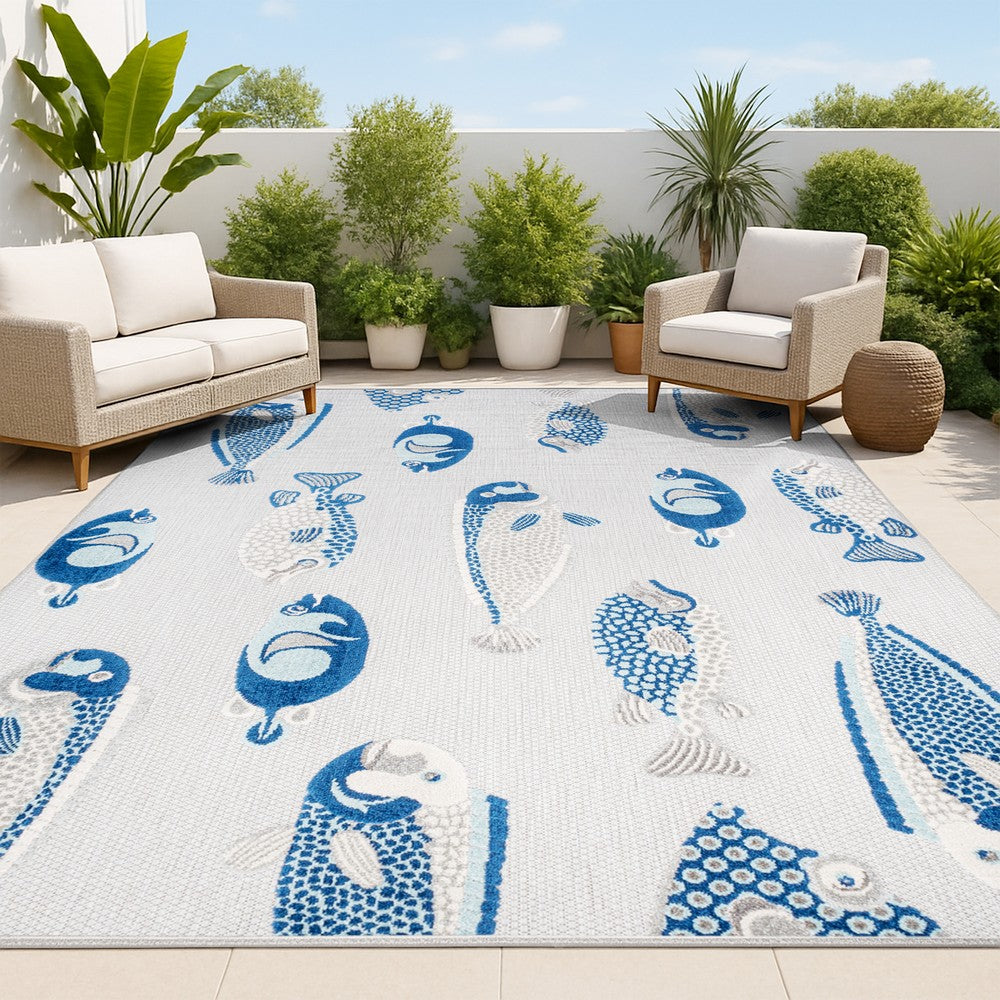Mann modern Fish High-low Indoor/outdoor Area Rug