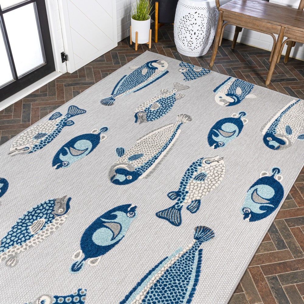 Mann modern Fish High-low Indoor/outdoor Area Rug