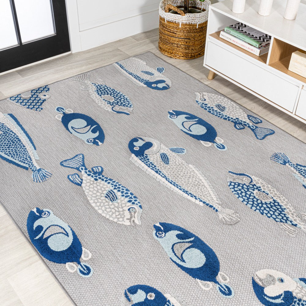 Mann modern Fish High-low Indoor/outdoor Area Rug