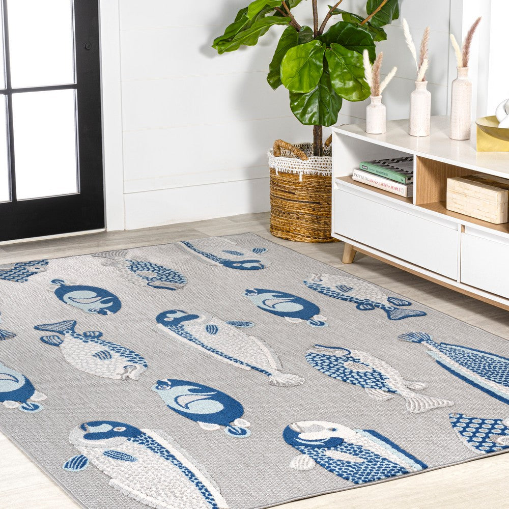Mann modern Fish High-low Indoor/outdoor Area Rug