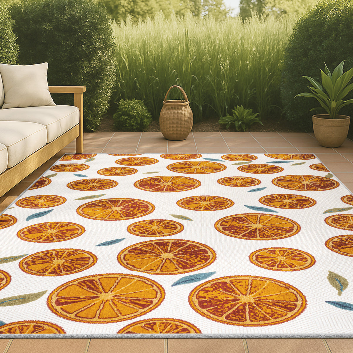Quinn citrus Slice High-low Indoor/outdoor Area Rug
