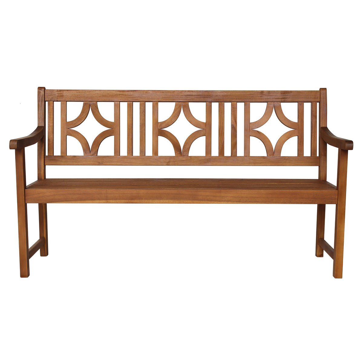 Teak Ogee Diamond-Back 600-Lbs Support Acacia Wood Outdoor Garden Patio Bench