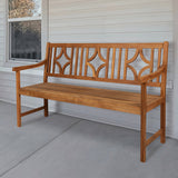 Teak Ogee Diamond-Back 600-Lbs Support Acacia Wood Outdoor Garden Patio Bench
