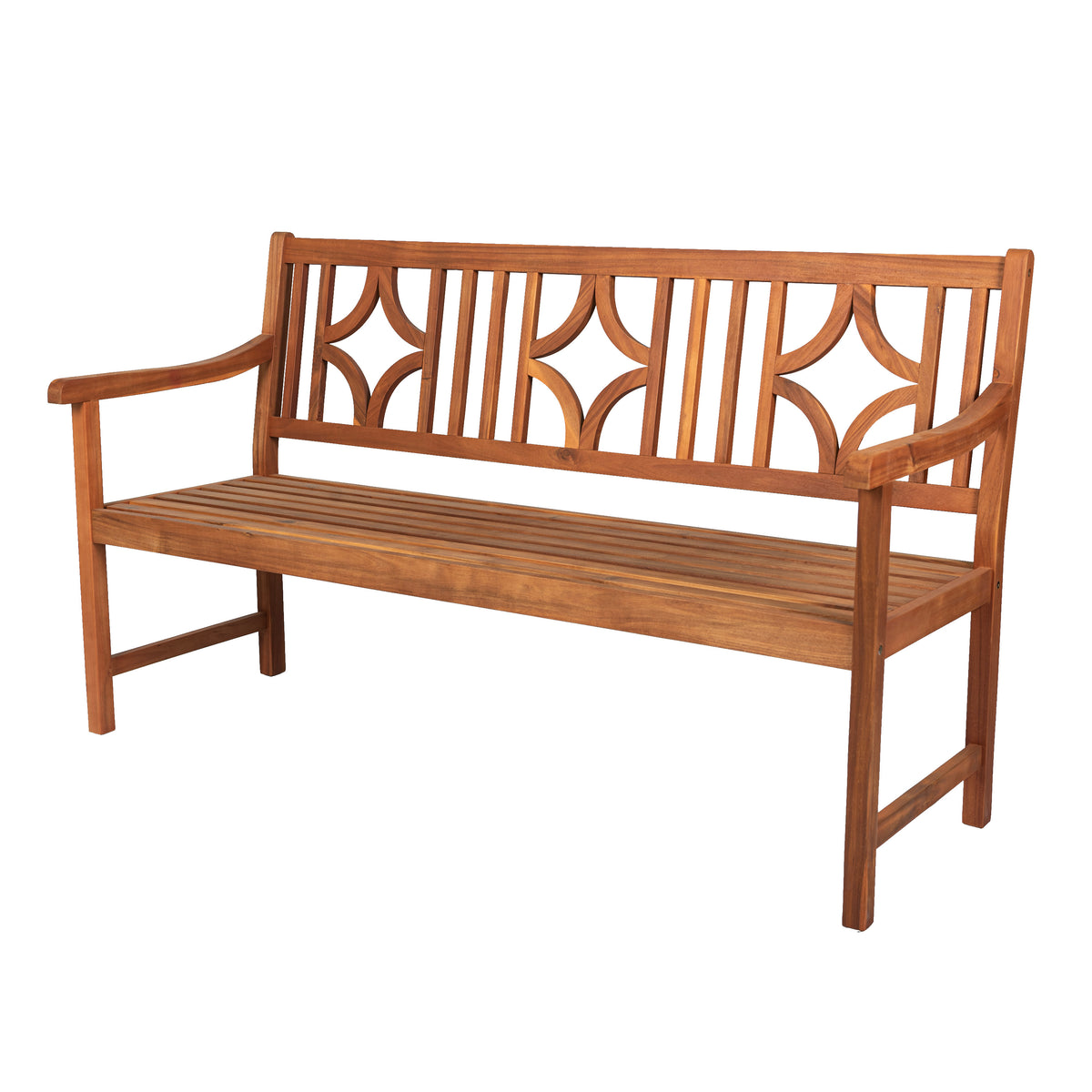Teak Ogee Diamond-Back 600-Lbs Support Acacia Wood Outdoor Garden Patio Bench