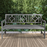 Teak Ogee Diamond-Back 600-Lbs Support Acacia Wood Outdoor Garden Patio Bench
