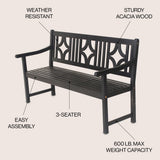 Teak Ogee Diamond-Back 600-Lbs Support Acacia Wood Outdoor Garden Patio Bench