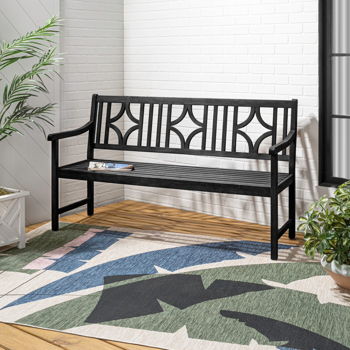 Teak Ogee Diamond-Back 600-Lbs Support Acacia Wood Outdoor Garden Patio Bench