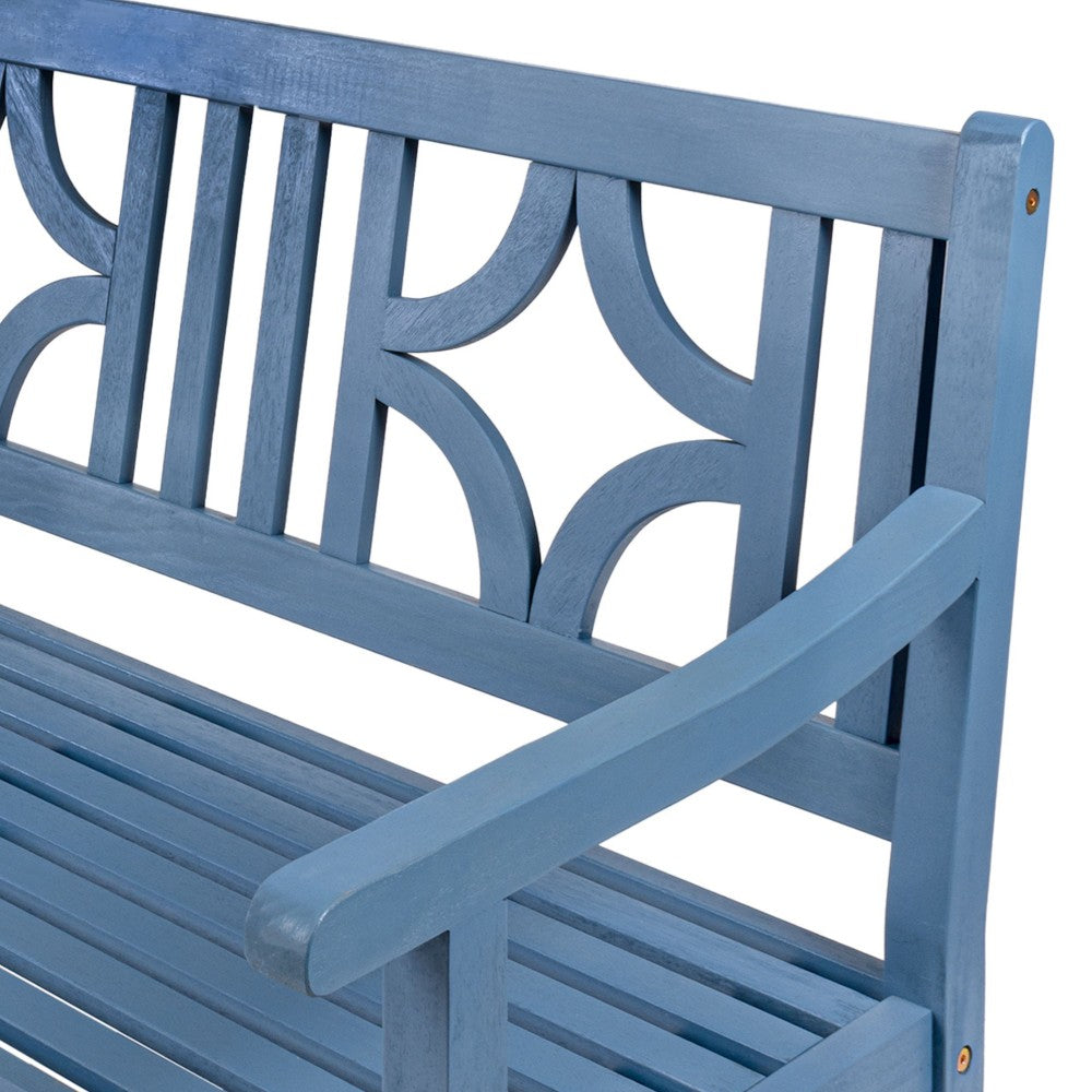 Teak Ogee Diamond-Back 600-Lbs Support Acacia Wood Outdoor Garden Patio Bench
