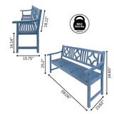 Teak Ogee Diamond-Back 600-Lbs Support Acacia Wood Outdoor Garden Patio Bench