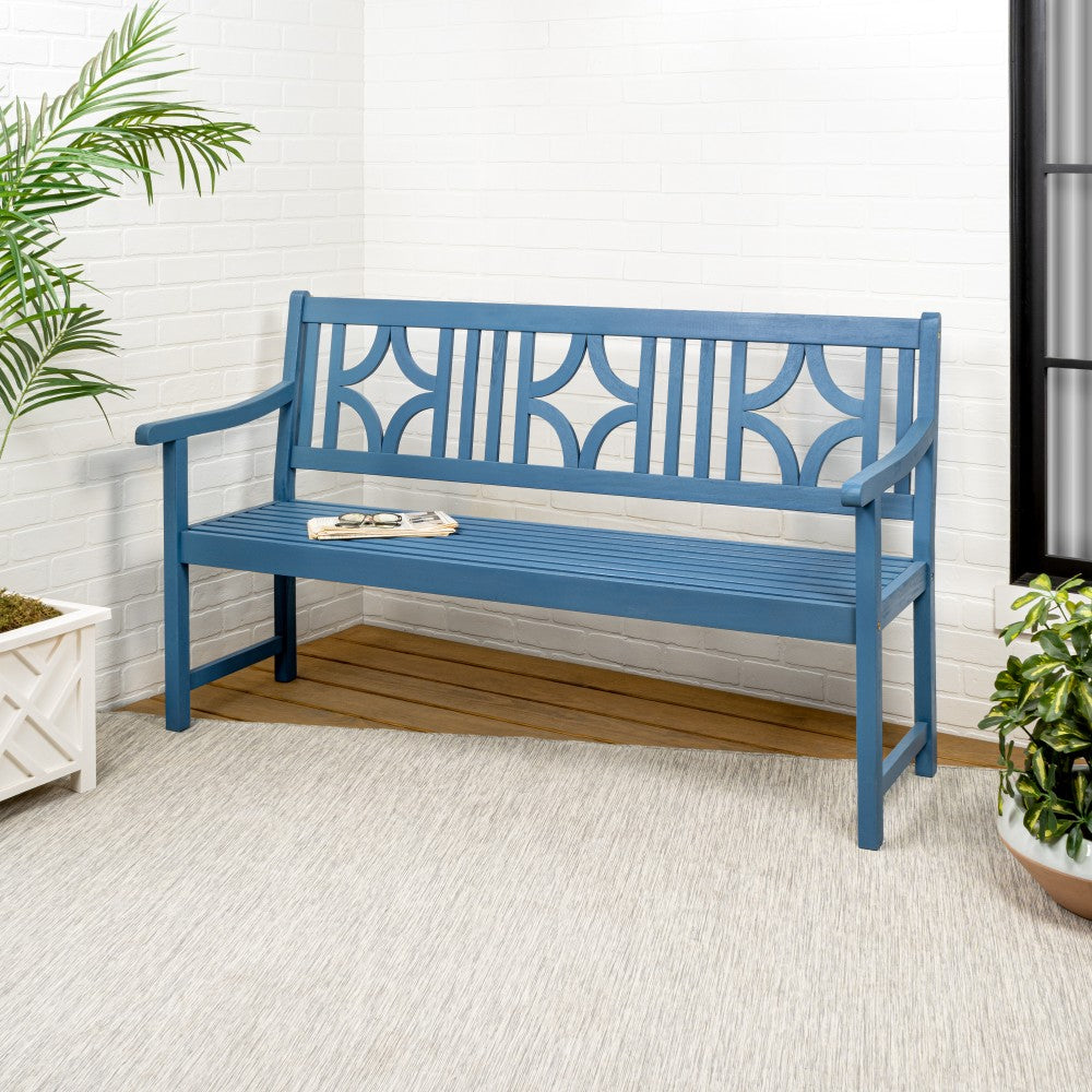 Teak Ogee Diamond-Back 600-Lbs Support Acacia Wood Outdoor Garden Patio Bench