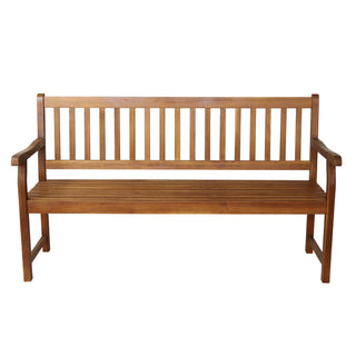 Mischa Slat-Back 600-Lbs Support Acacia Wood Outdoor Garden Patio Bench
