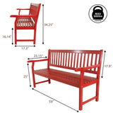 Mischa Slat-Back 600-Lbs Support Acacia Wood Outdoor Garden Patio Bench