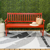Mischa Slat-Back 600-Lbs Support Acacia Wood Outdoor Garden Patio Bench