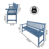 Mischa Slat-Back 600-Lbs Support Acacia Wood Outdoor Garden Patio Bench