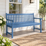 Mischa Slat-Back 600-Lbs Support Acacia Wood Outdoor Garden Patio Bench