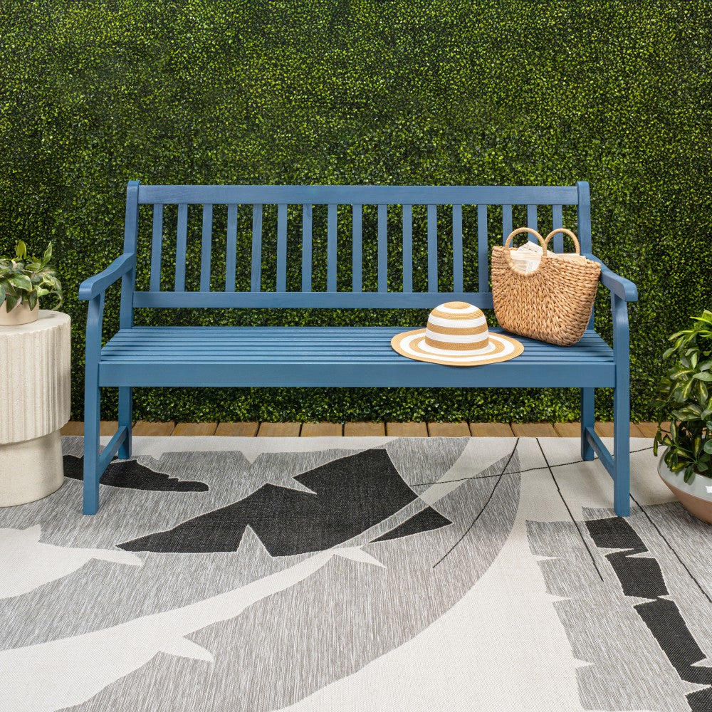 Mischa Slat-Back 600-Lbs Support Acacia Wood Outdoor Garden Patio Bench