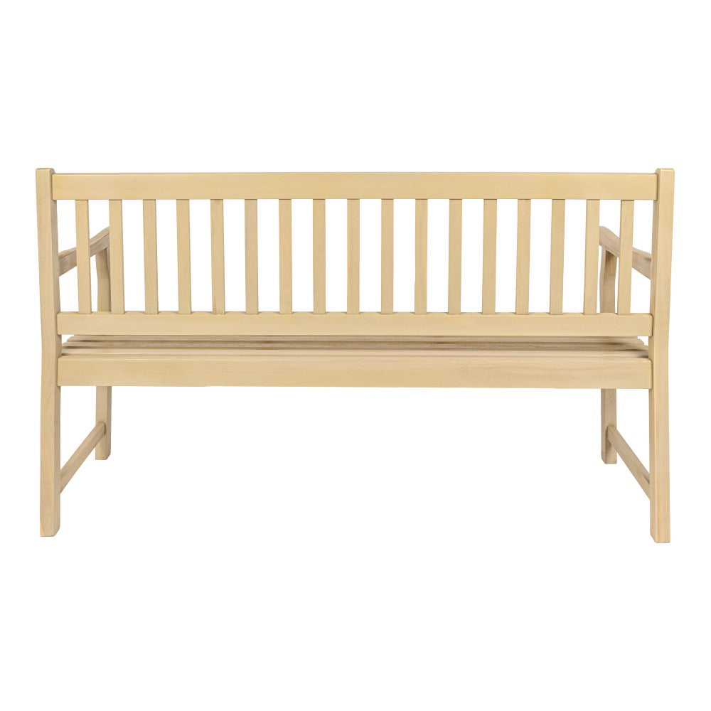 Mischa Slat-Back 600-Lbs Support Acacia Wood Outdoor Garden Patio Bench