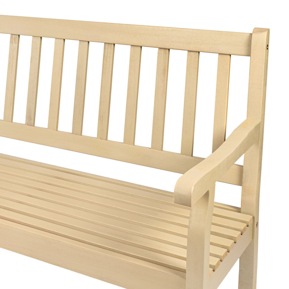 Mischa Slat-Back 600-Lbs Support Acacia Wood Outdoor Garden Patio Bench